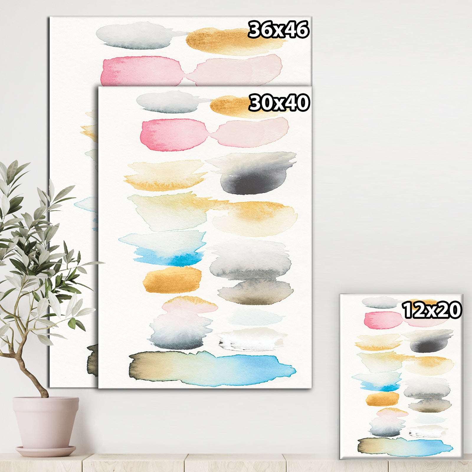 Watercolor Geometric Swatch Element II - Mid-Century Modern Premium Canvas Wall Art