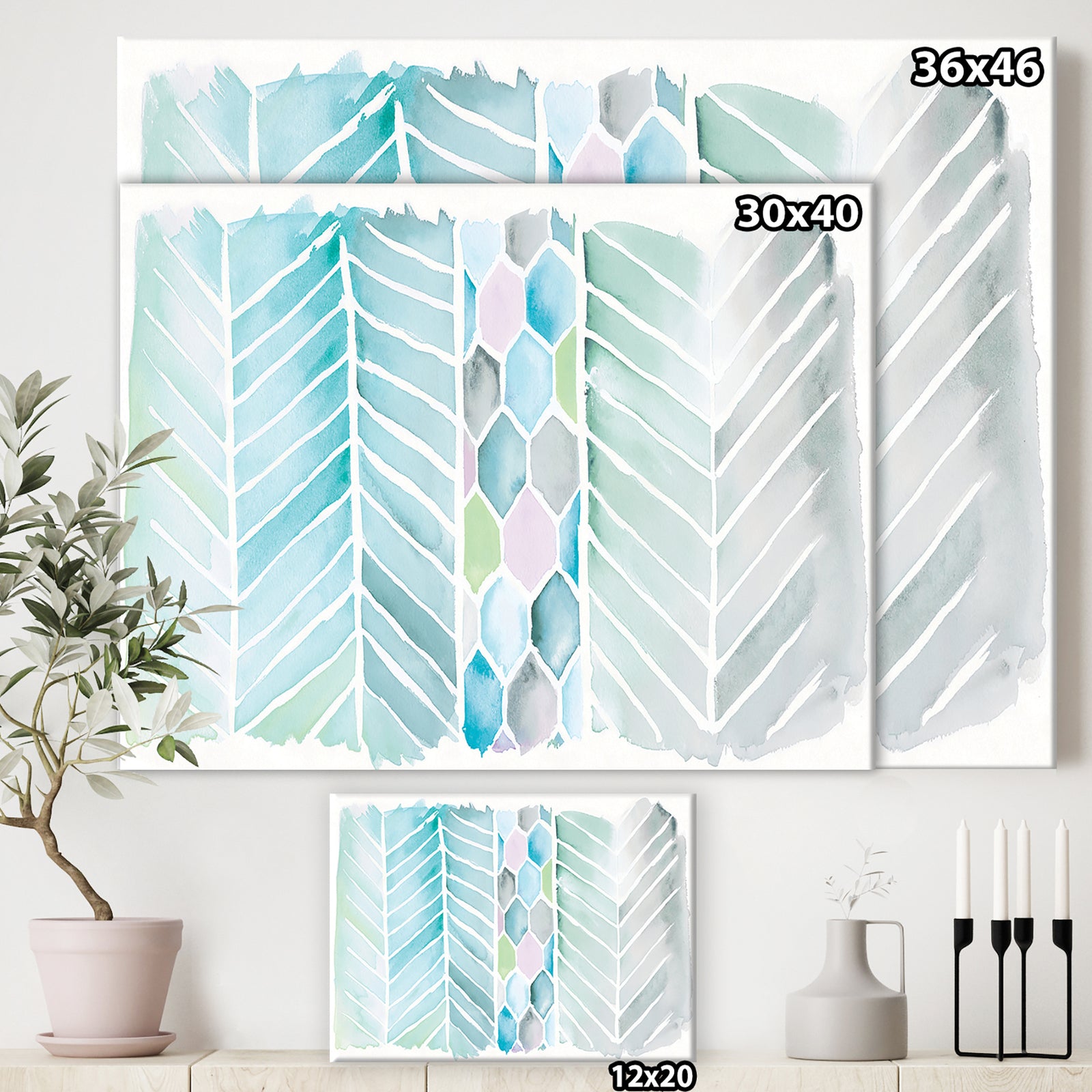 Watercolor Geometric Swatch Element IV - Mid-Century Modern Canvas Artwork