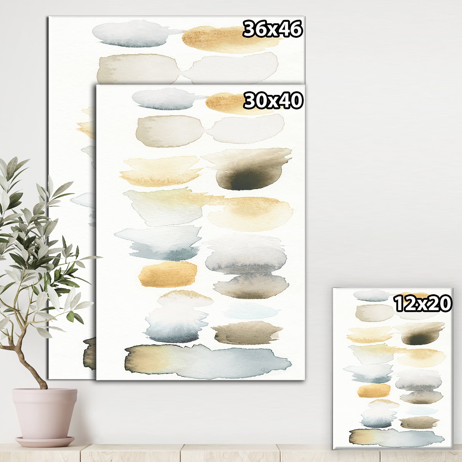Watercolor Geometric Swatch Element V - Mid-Century Modern Transitional Gallery-wrapped Canvas