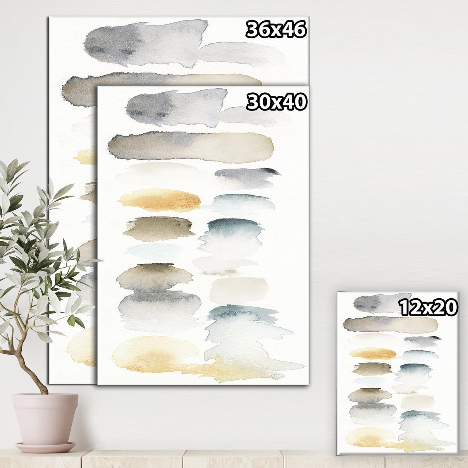 Watercolor Geometric Swatch Element VI - Mid-Century Modern Transitional Canvas Artwork