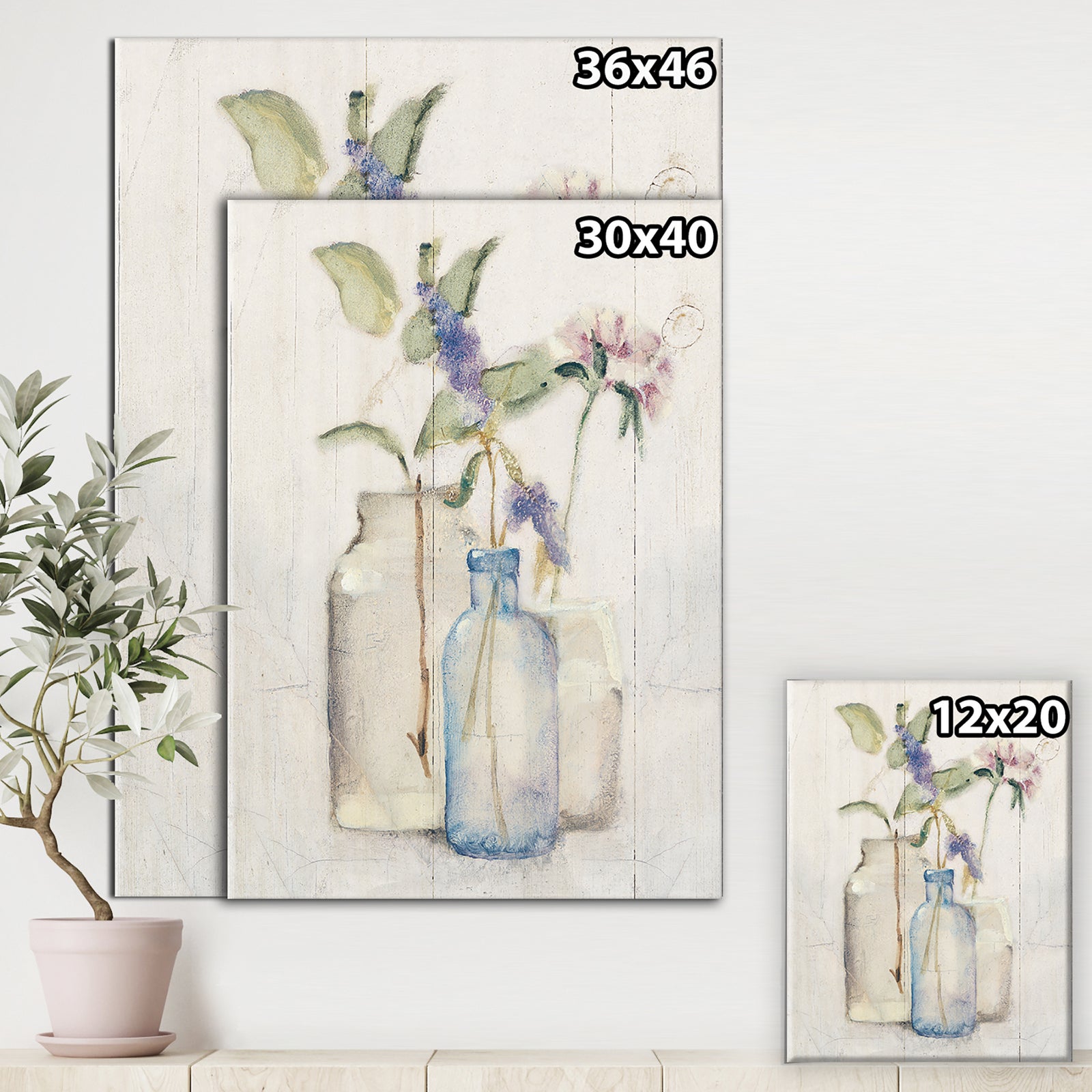 Blossoms on Birch Cottage Bouquet I - Farmhouse Premium Canvas Wall Art