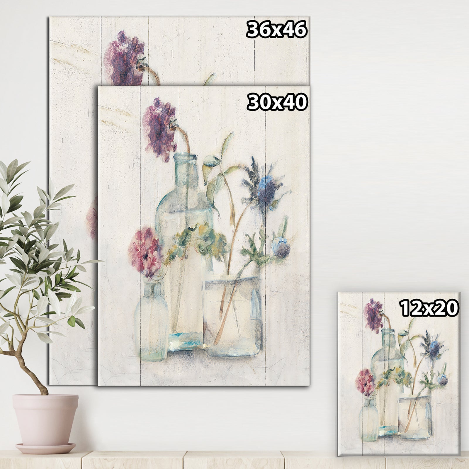 Blossoms on Birch Cottage Bouquet II - Farmhouse Gallery-wrapped Canvas