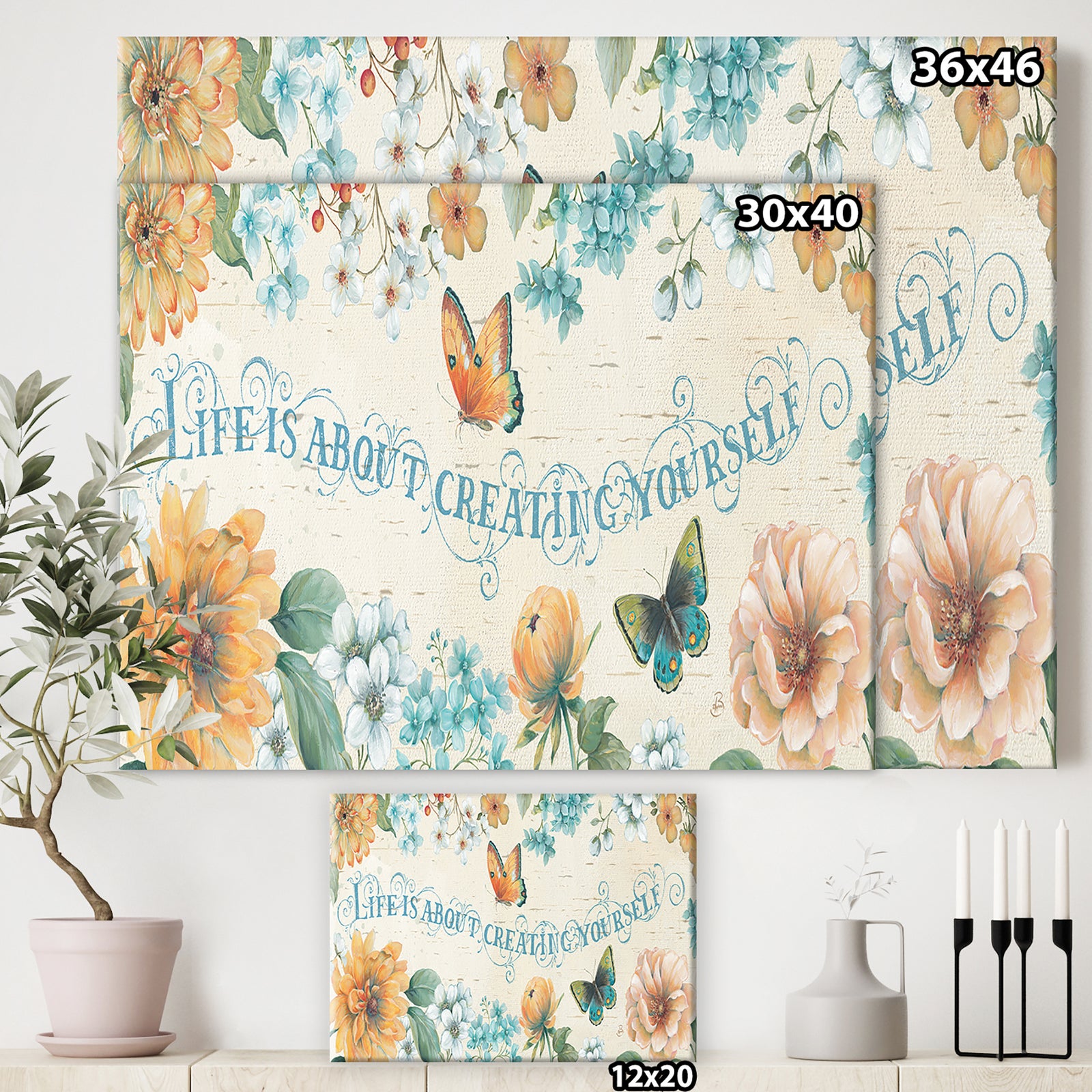 Butterfly Bloom lovely Quote - Farmhouse Premium Canvas Wall Art