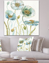 Blue Cottage Flowers Drawing I - Farmhouse Gallery-wrapped Canvas