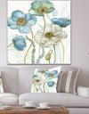 Blue Cottage Flowers Drawing II - Farmhouse Canvas Artwork