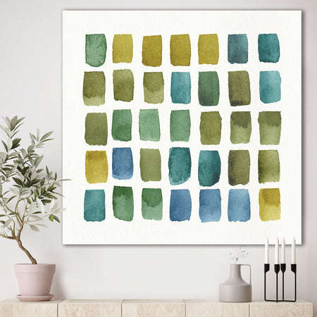 Geometric Maze of Blue And Green - Transitional Canvas Art