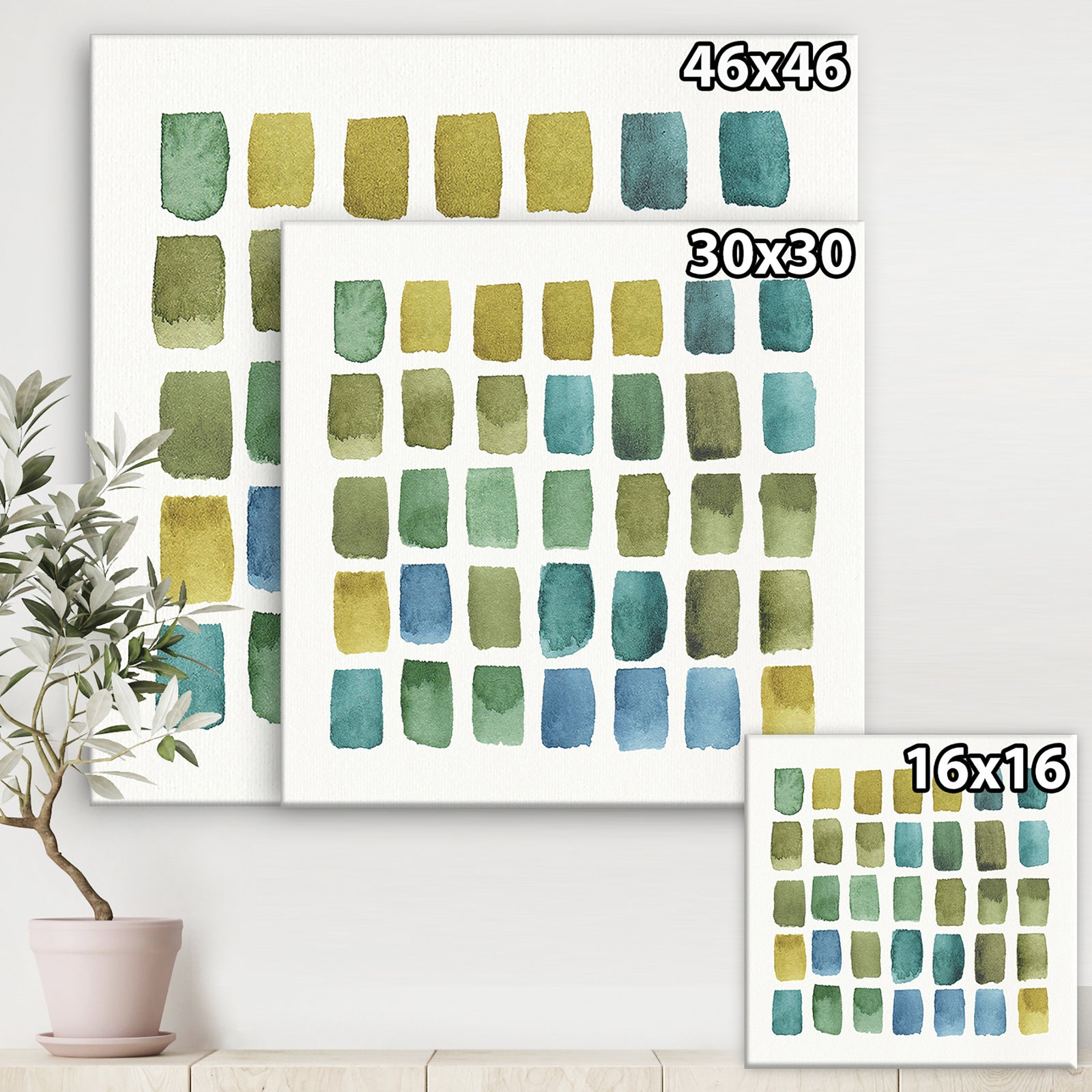 Geometric Maze of Blue And Green - Transitional Canvas Art