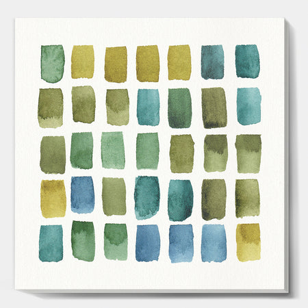 Geometric Maze of Blue And Green - Transitional Canvas Art