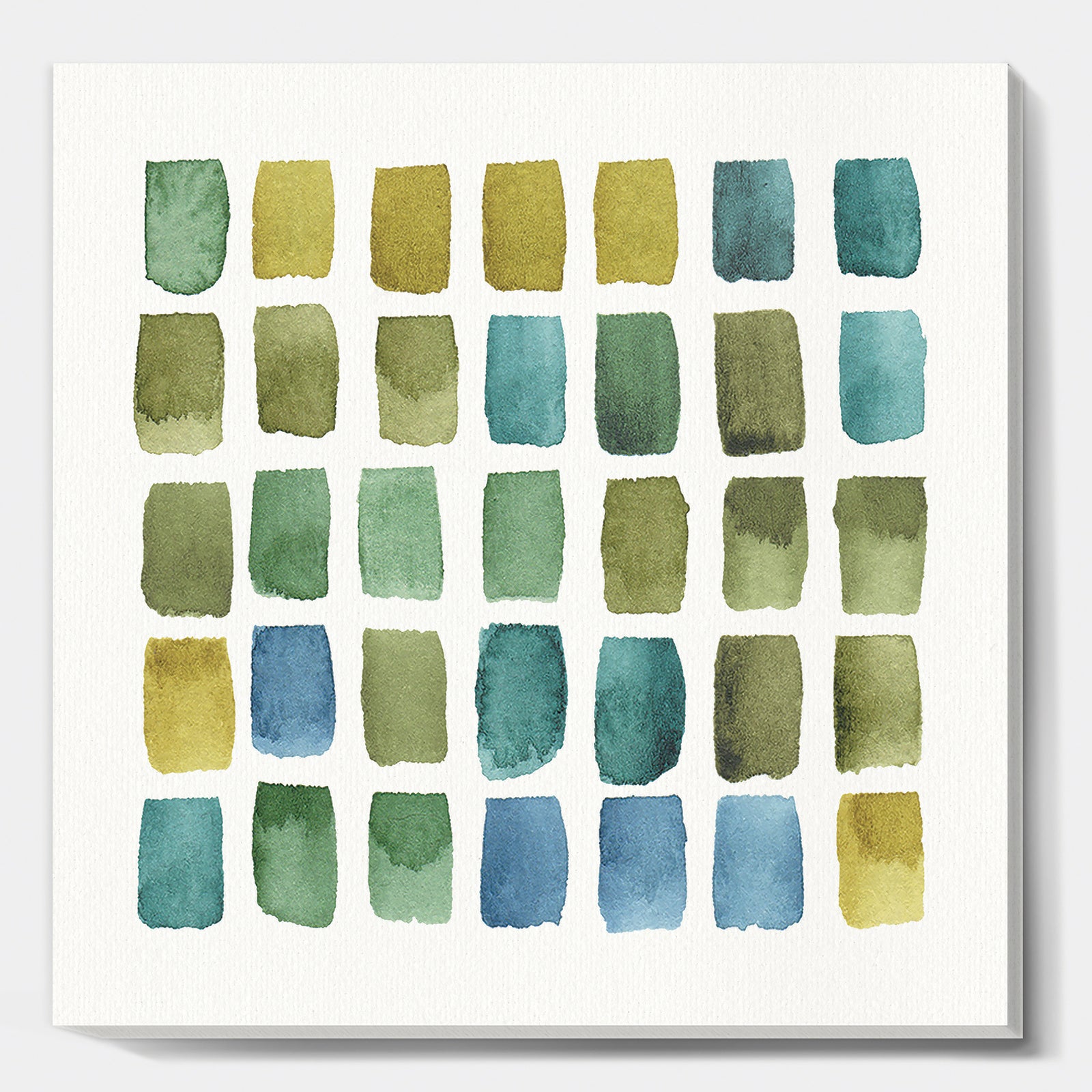 Geometric Maze of Blue And Green - Transitional Canvas Art