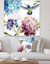 Hummingbird Blue Cottage Flower - Farmhouse Canvas Artwork