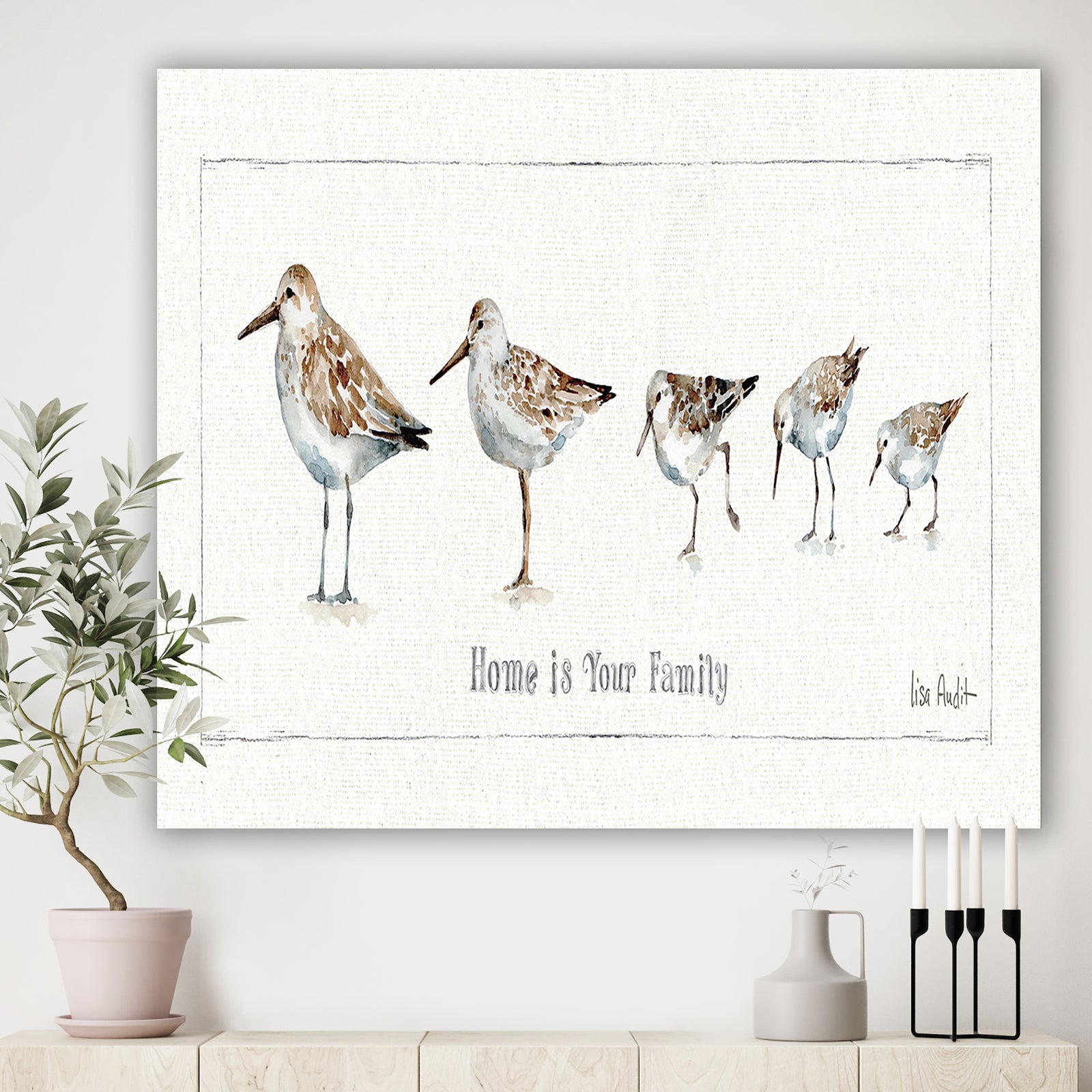 Pebbles and Sandpipers Family - Traditional Canvas Artwork