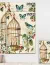 Blue Cottage Bird, Birdcage and Apple Blossoms I - Floral and botanical Canvas Art