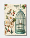 Blue Cottage Bird, Birdcage and Apple Blossoms II - Floral and botanical Premium Canvas Wall Art