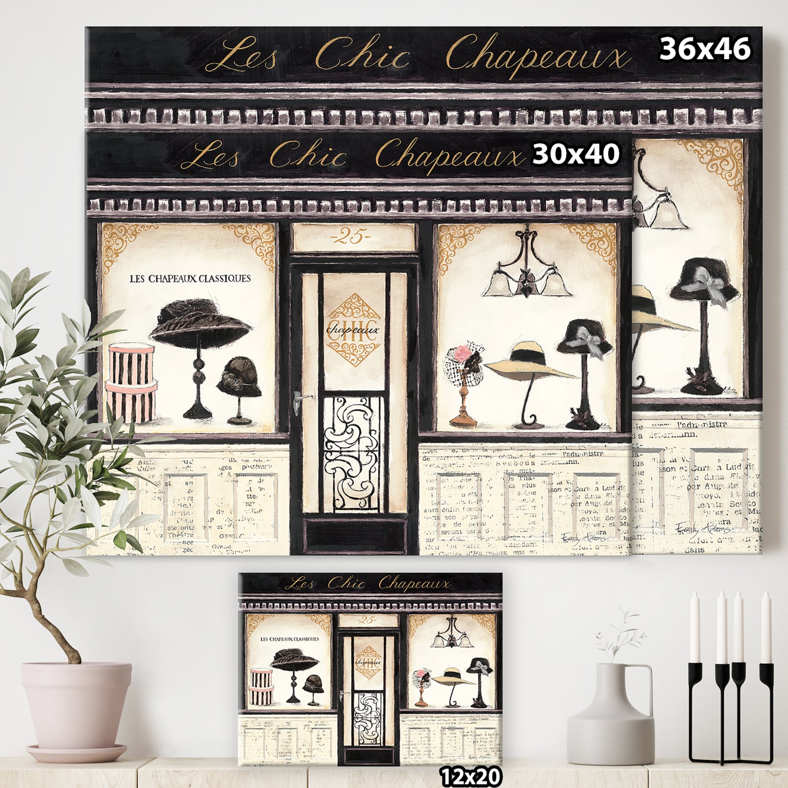 Les Chic Chapeaux French Fashion - Fashion Premium Canvas Wall Art