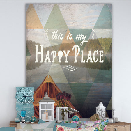 Lake House Happy Quote - Cottage Gallery-wrapped Canvas