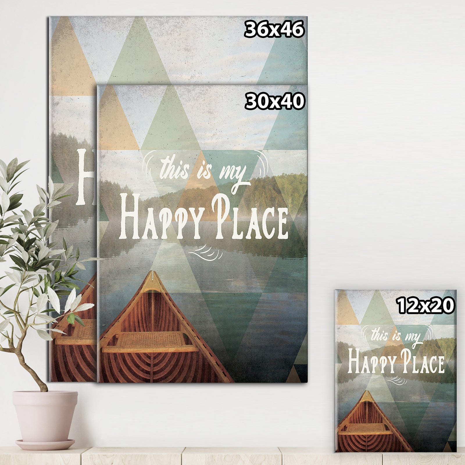 Lake House Happy Quote - Cottage Gallery-wrapped Canvas