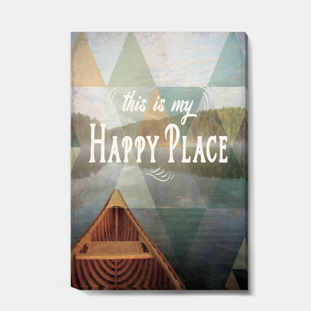 Lake House Happy Quote - Cottage Gallery-wrapped Canvas