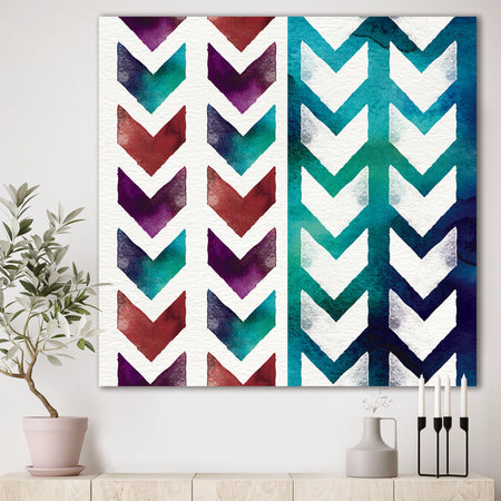 Geometric Pattern of Red And Blue Arrows - Transitional Canvas Artwork