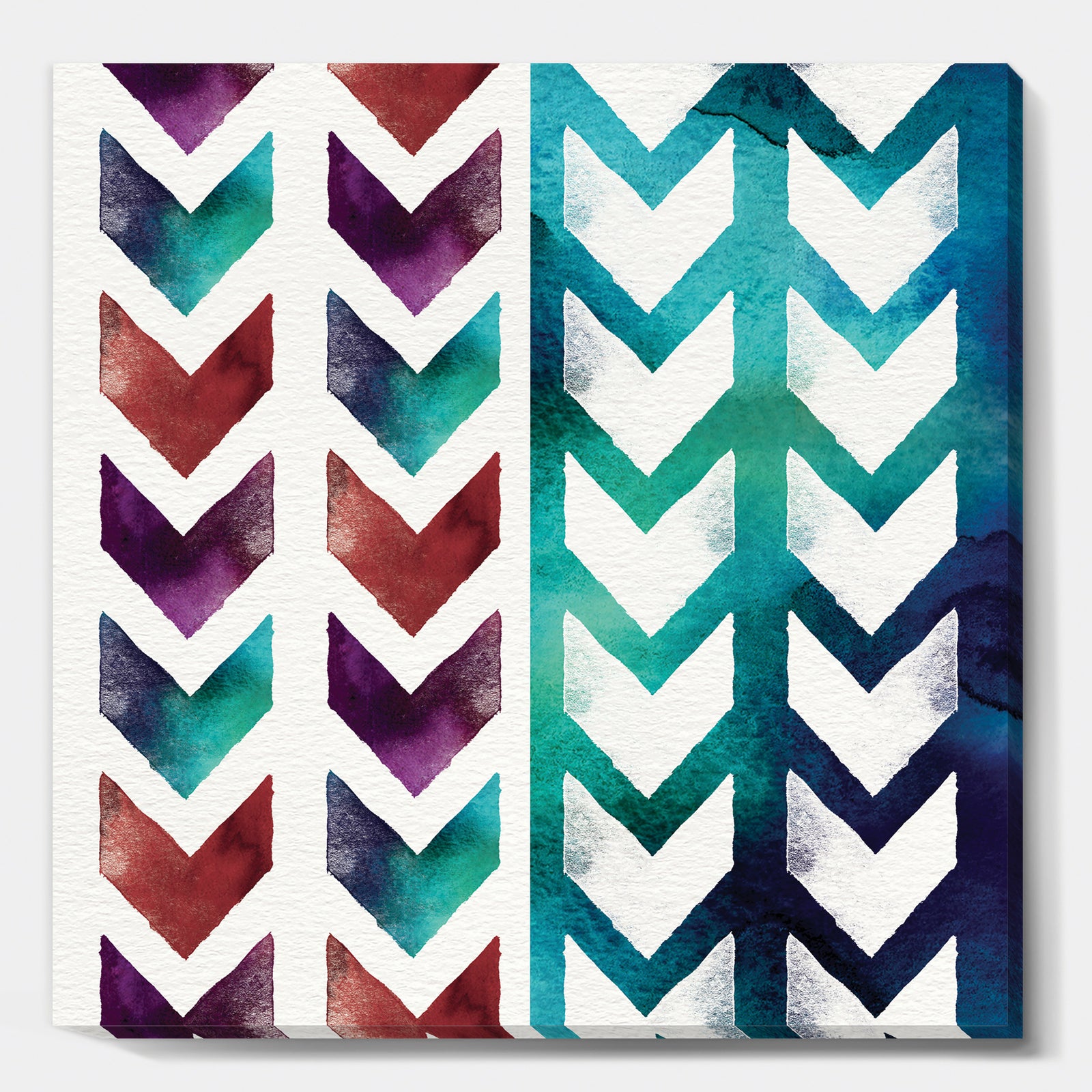 Geometric Pattern of Red And Blue Arrows - Transitional Canvas Artwork