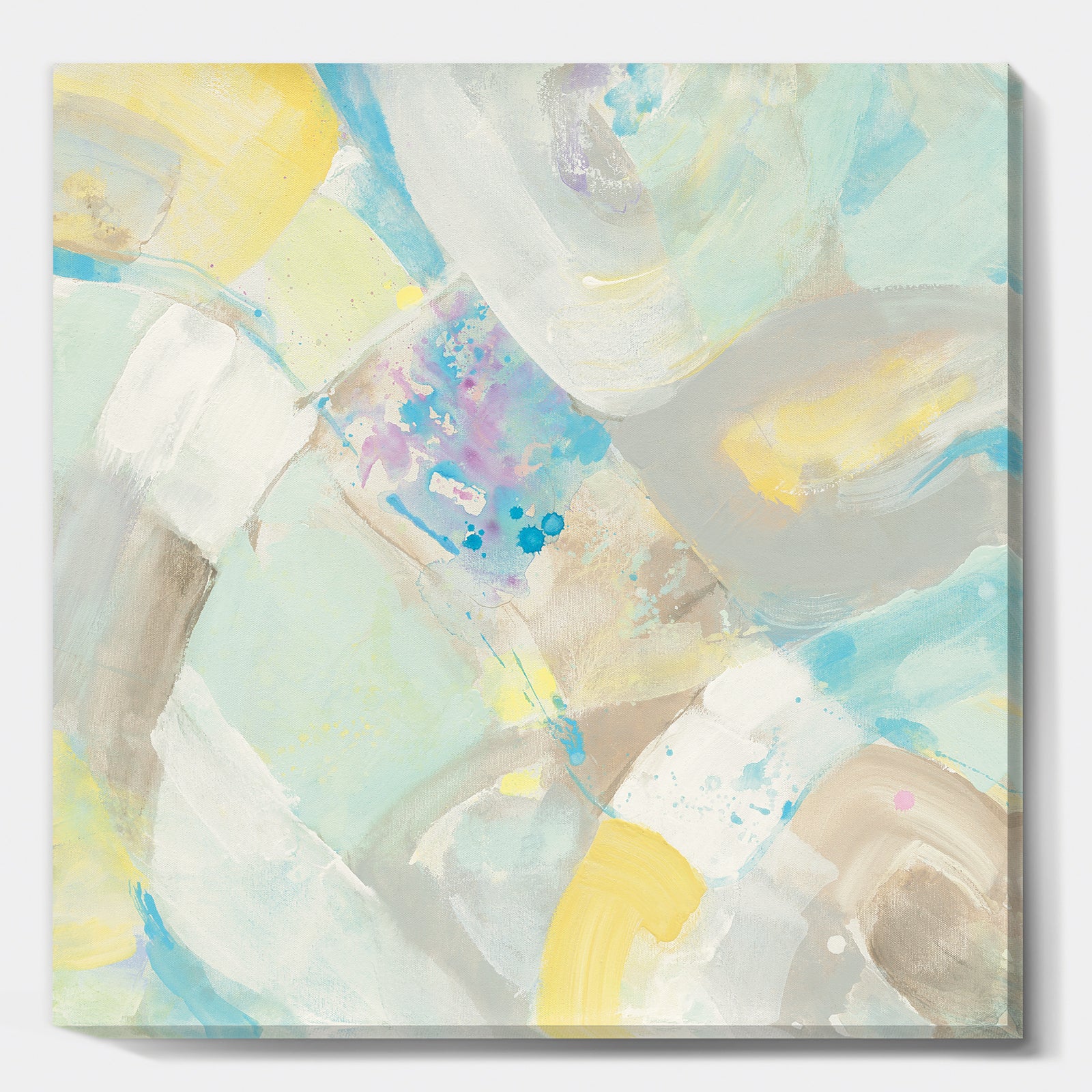 Abstract Compositions of Pastel Blue and Green - Modern & Contemporary Canvas Art