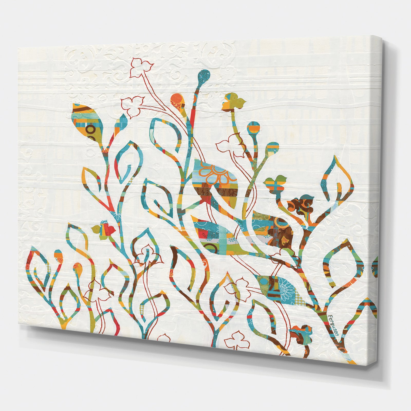 Rainbow Coloured Vines And Flowers - Cabin & Lodge Premium Canvas Wall Art