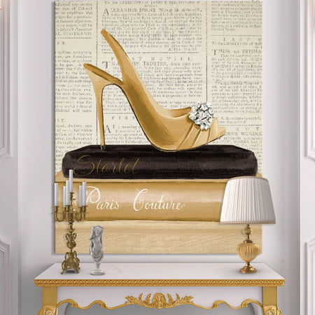 Gold Fashion High Hells I - Posh & Luxe Gallery-wrapped Canvas