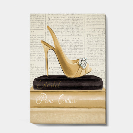 Gold Fashion High Hells I - Posh & Luxe Gallery-wrapped Canvas