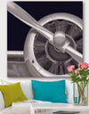 Travel by Air Grey Plane - Vintage Transportation Premium Canvas Wall Art