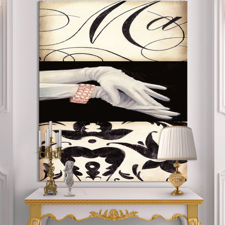 Black And White Fancy Glamorous Gloves - Fashion Gallery-wrapped Canvas