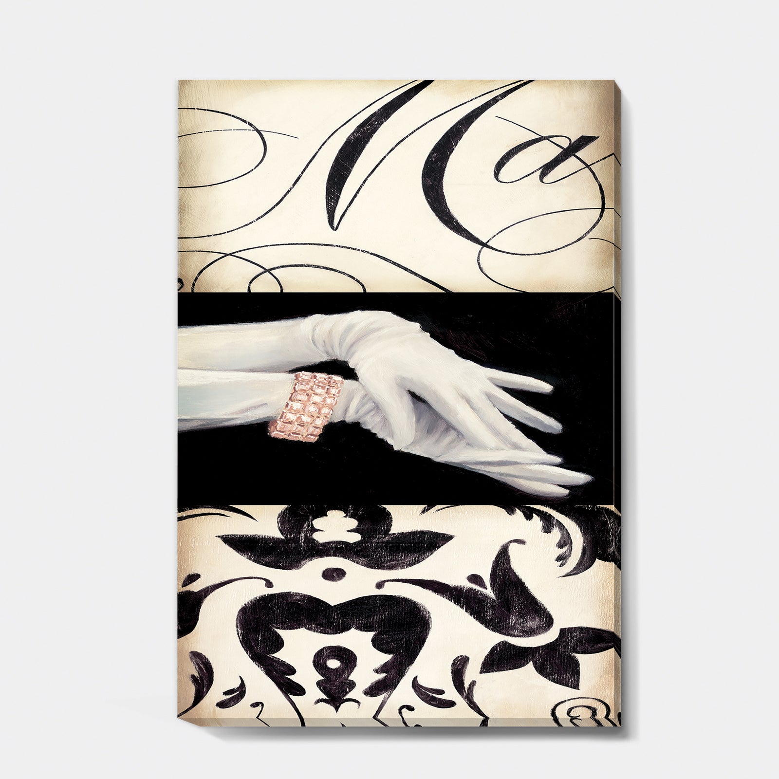 Black And White Fancy Glamorous Gloves - Fashion Gallery-wrapped Canvas