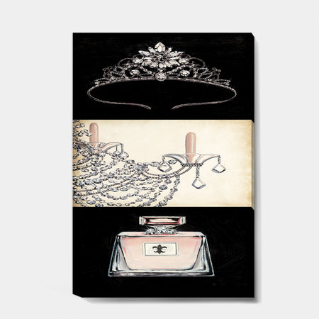 Chandelier, Parfum and Glamorous Tiara - Fashion Canvas Artwork