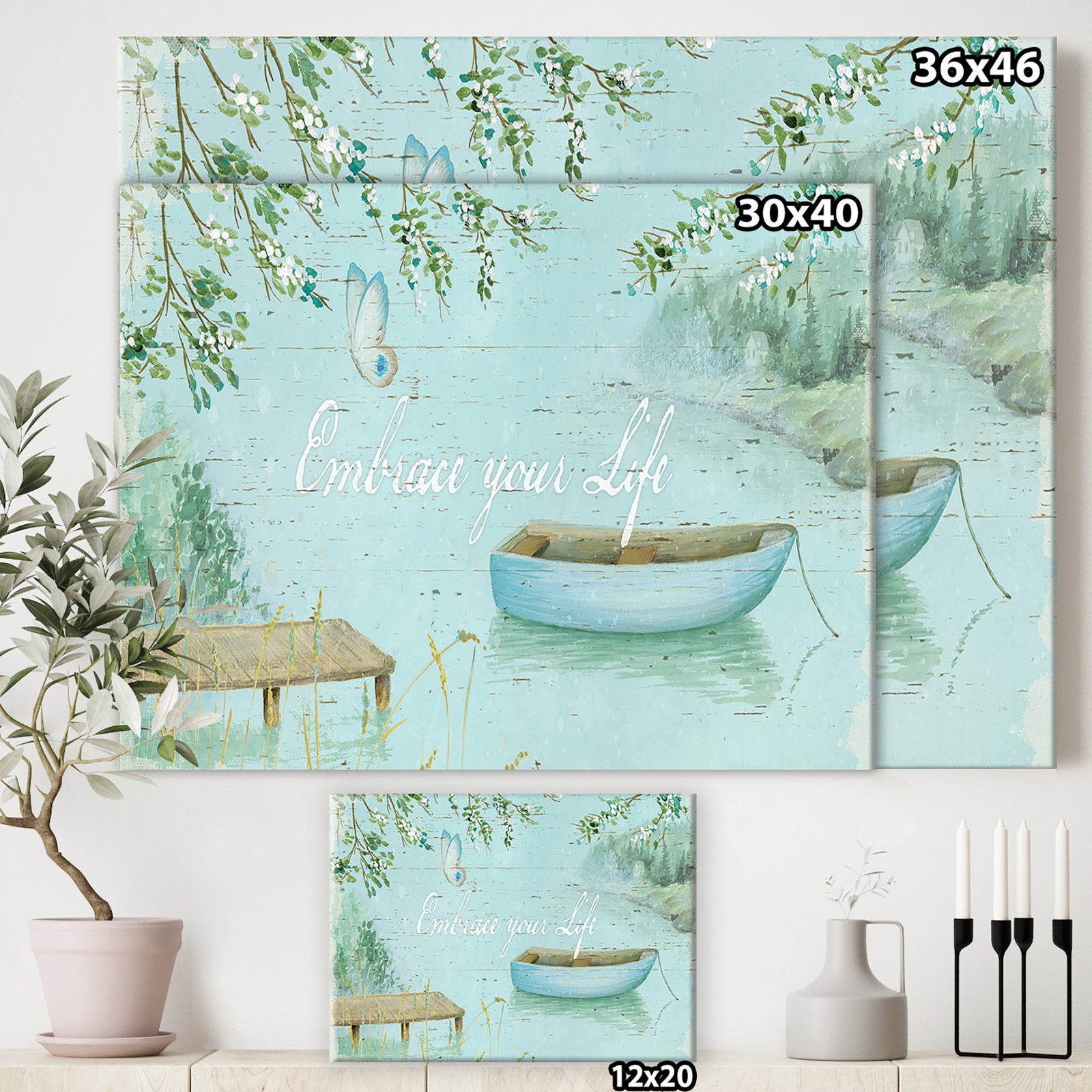 Lake House Canoes IV - Lake House Canvas Artwork