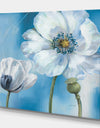 White Flower on Blue I - Farmhouse Premium Canvas Wall Art