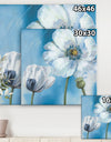 White Flower on Blue I - Farmhouse Premium Canvas Wall Art