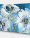 White Flower on Blue II - Farmhouse Premium Canvas Wall Art