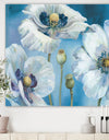 White Flower on Blue II - Farmhouse Premium Canvas Wall Art