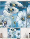 White Flower on Blue II - Farmhouse Premium Canvas Wall Art