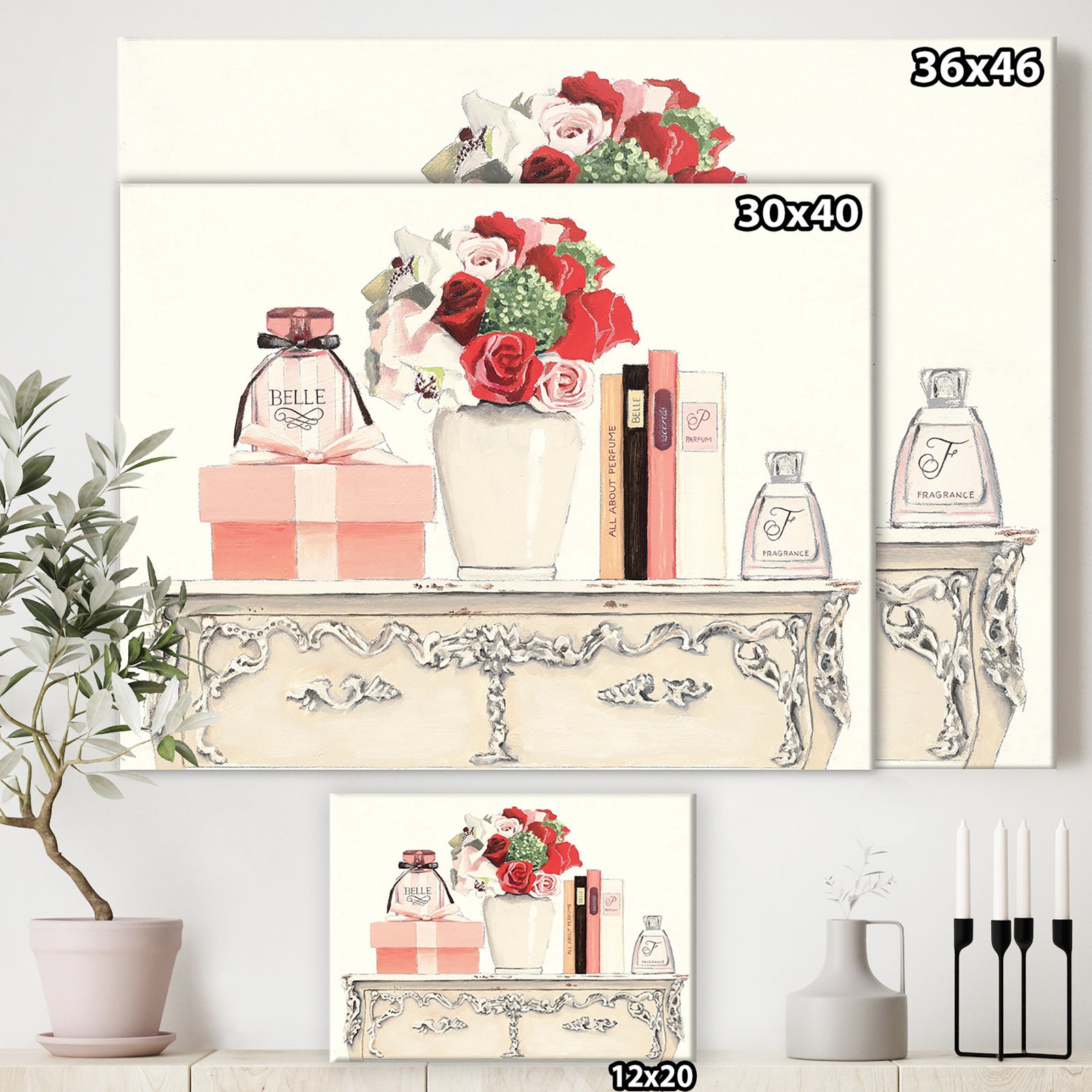 Roses, Fragrance and Glamorous Belle Parfum - Fashion Gallery-wrapped Canvas