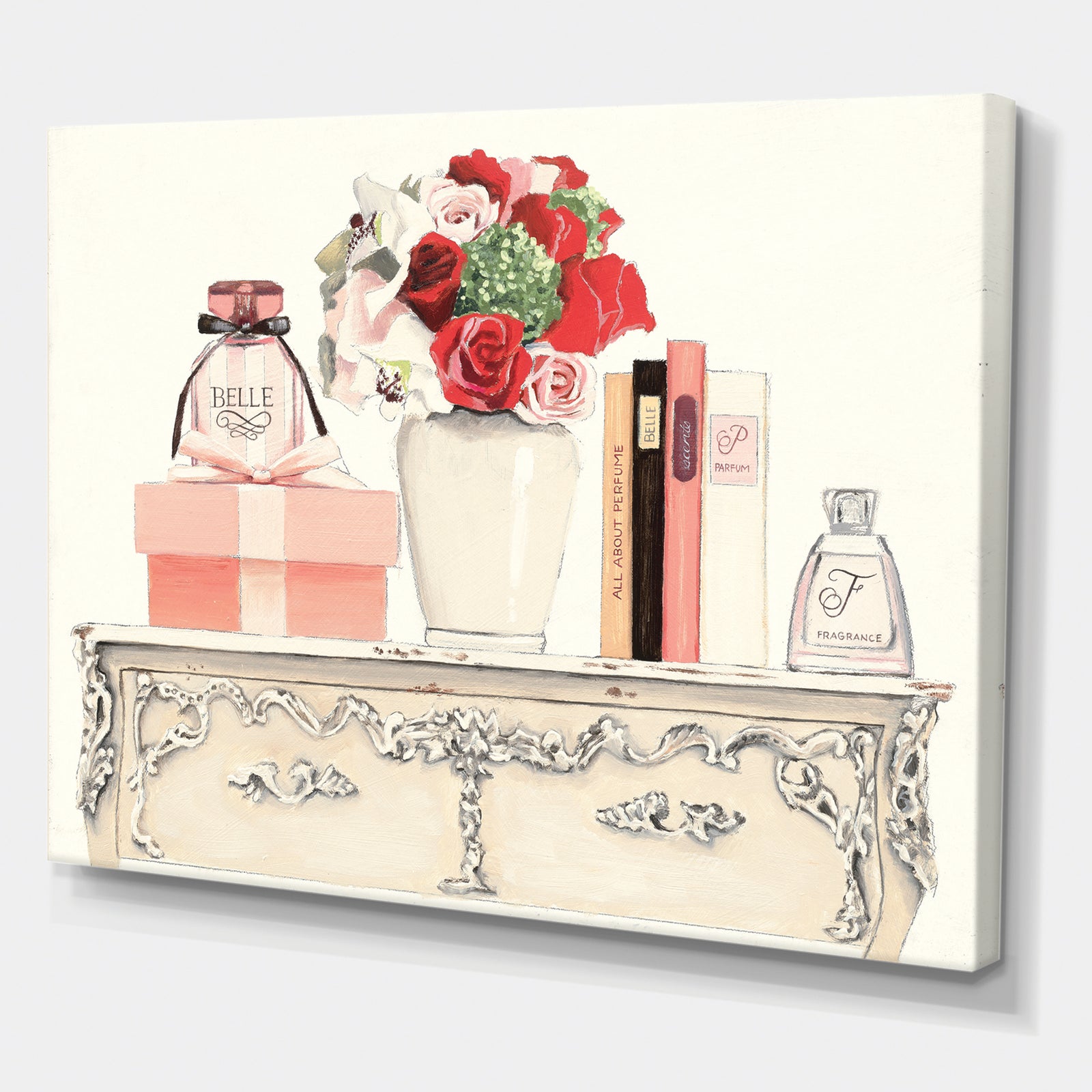Roses, Fragrance and Glamorous Belle Parfum - Fashion Gallery-wrapped Canvas