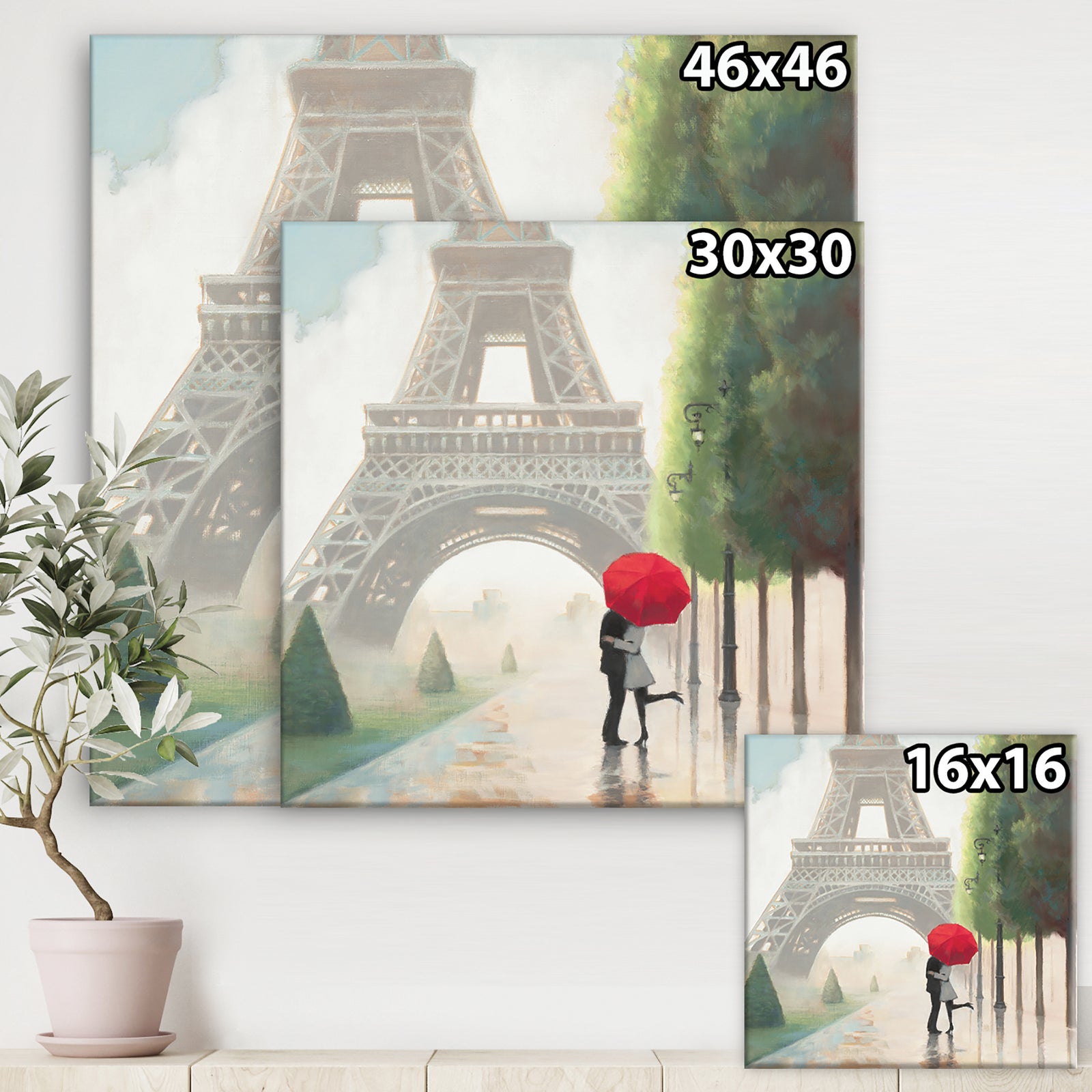 Paris Romance Couples III - French Country Premium Canvas Wall Art