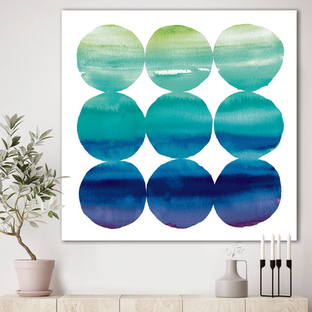 Circle Abstract Blue Colorfields II - Mid-Century Modern Transitional Canvas Artwork