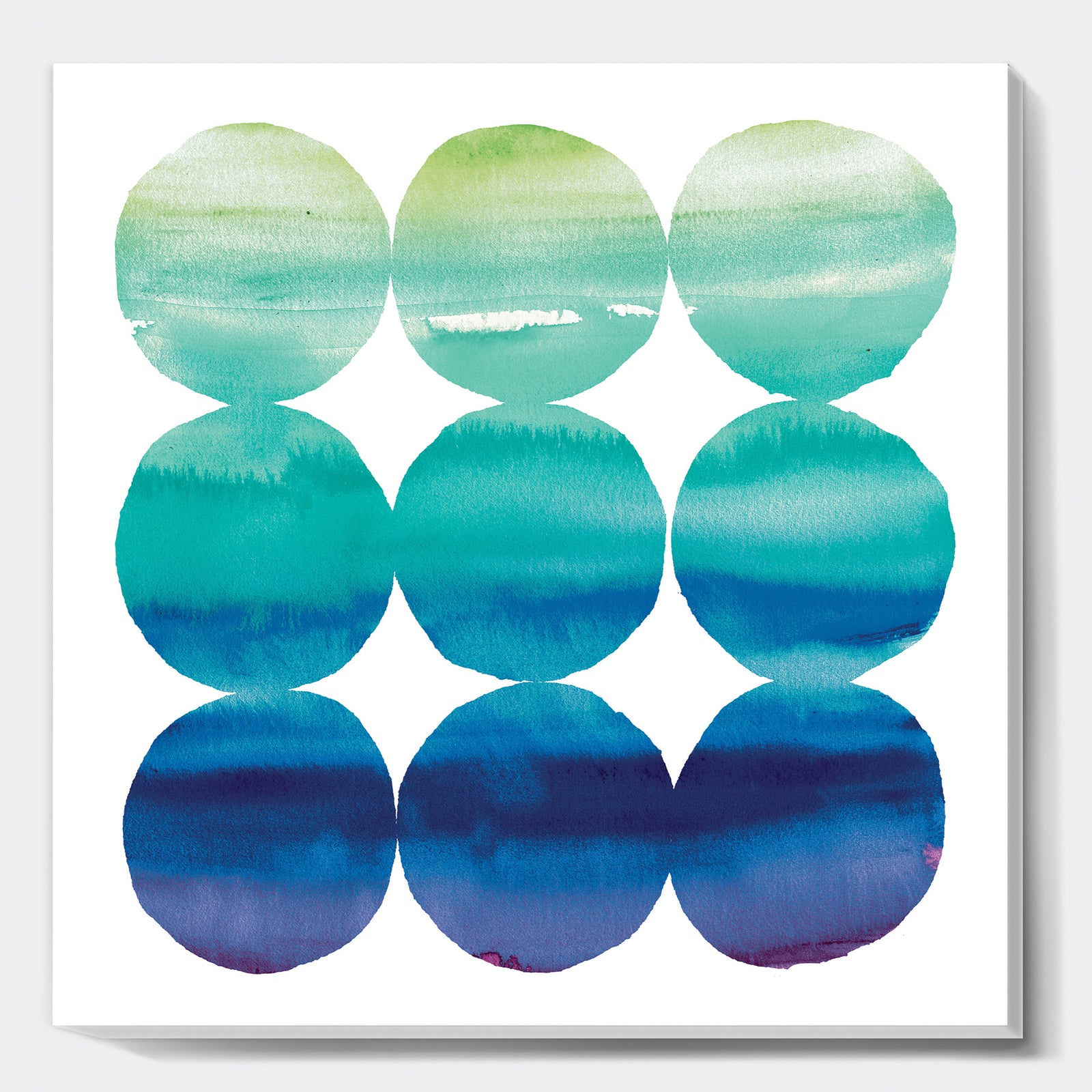Circle Abstract Blue Colorfields II - Mid-Century Modern Transitional Canvas Artwork