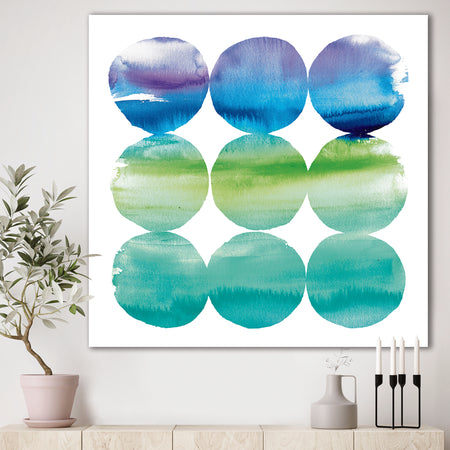 Circle Abstract Blue Colorfields III - Mid-Century Modern Transitional Canvas Art
