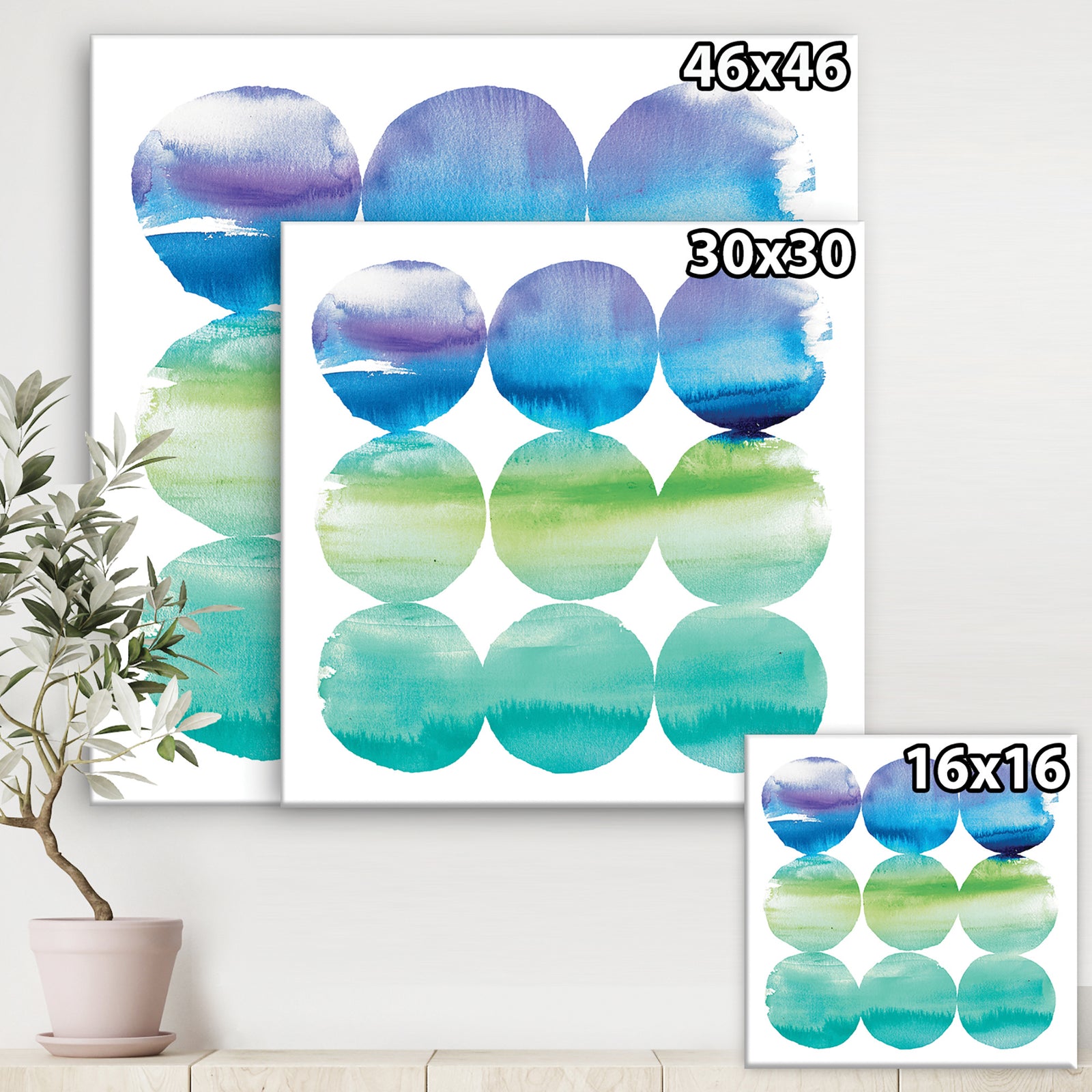 Circle Abstract Blue Colorfields III - Mid-Century Modern Transitional Canvas Art