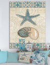 Seastar and Blue Sea Shell I - Nautical & Coastal Canvas Art