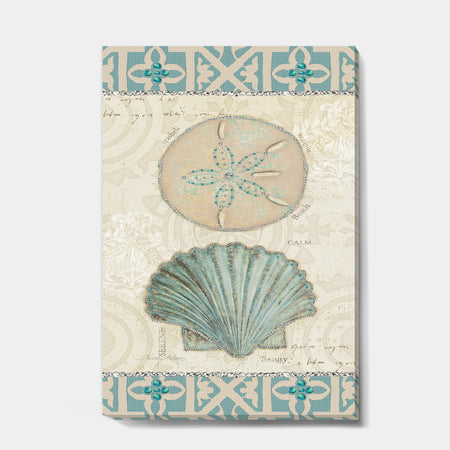 Seastar and Blue Sea Shell II - Nautical & Coastal Premium Canvas Wall Art