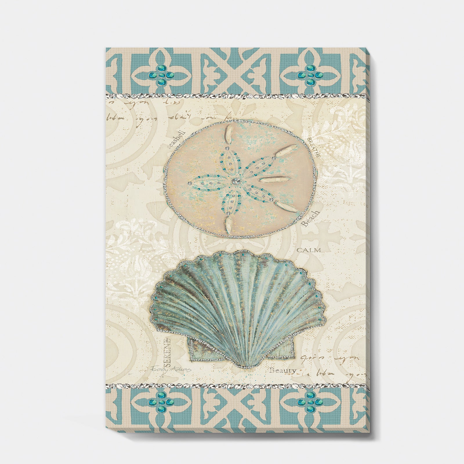 Seastar and Blue Sea Shell II - Nautical & Coastal Premium Canvas Wall Art
