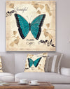 Blue Farmhouse Butterfly - Farmhouse Canvas Artwork