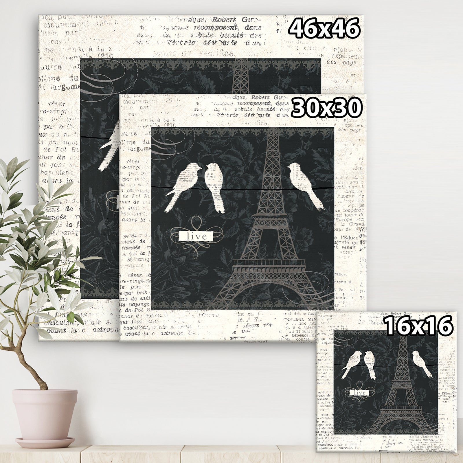 Paris Vintage Collage II - French Country Canvas Art