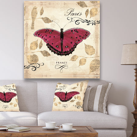 Red Farmhouse Butterfly - Farmhouse Premium Canvas Wall Art